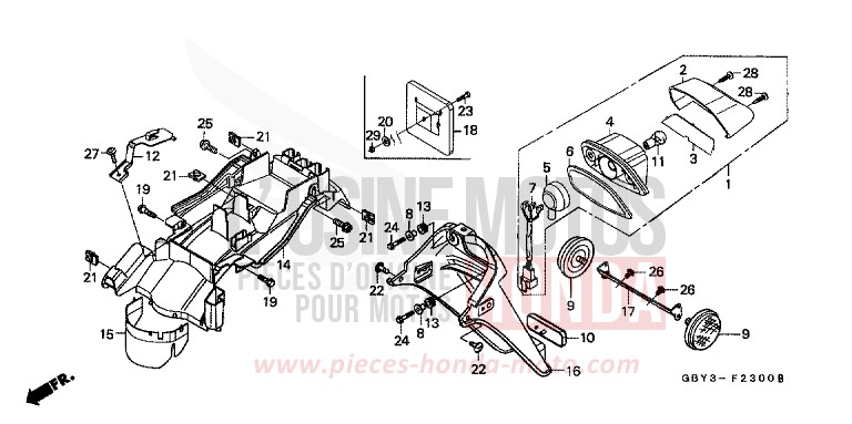 KOMBINATIONSLEUCHTE/ KOTFLUEGEL, HINTEN von CB1300 Super Bold'or ABS MU BLACK (NH148) von 1996